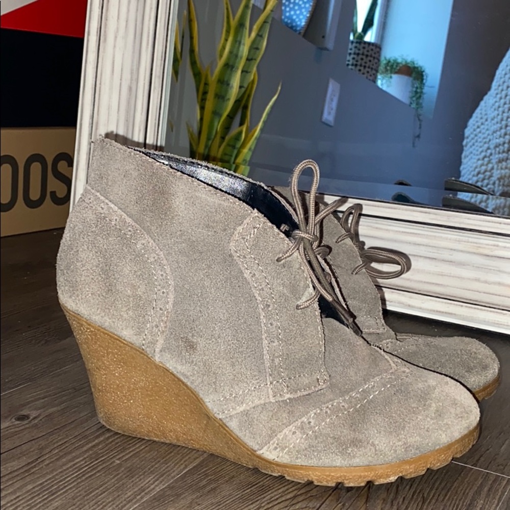 MIA Khaki Suede Wedge Boots